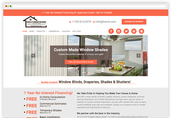 House of Window Coverings Website Redesign